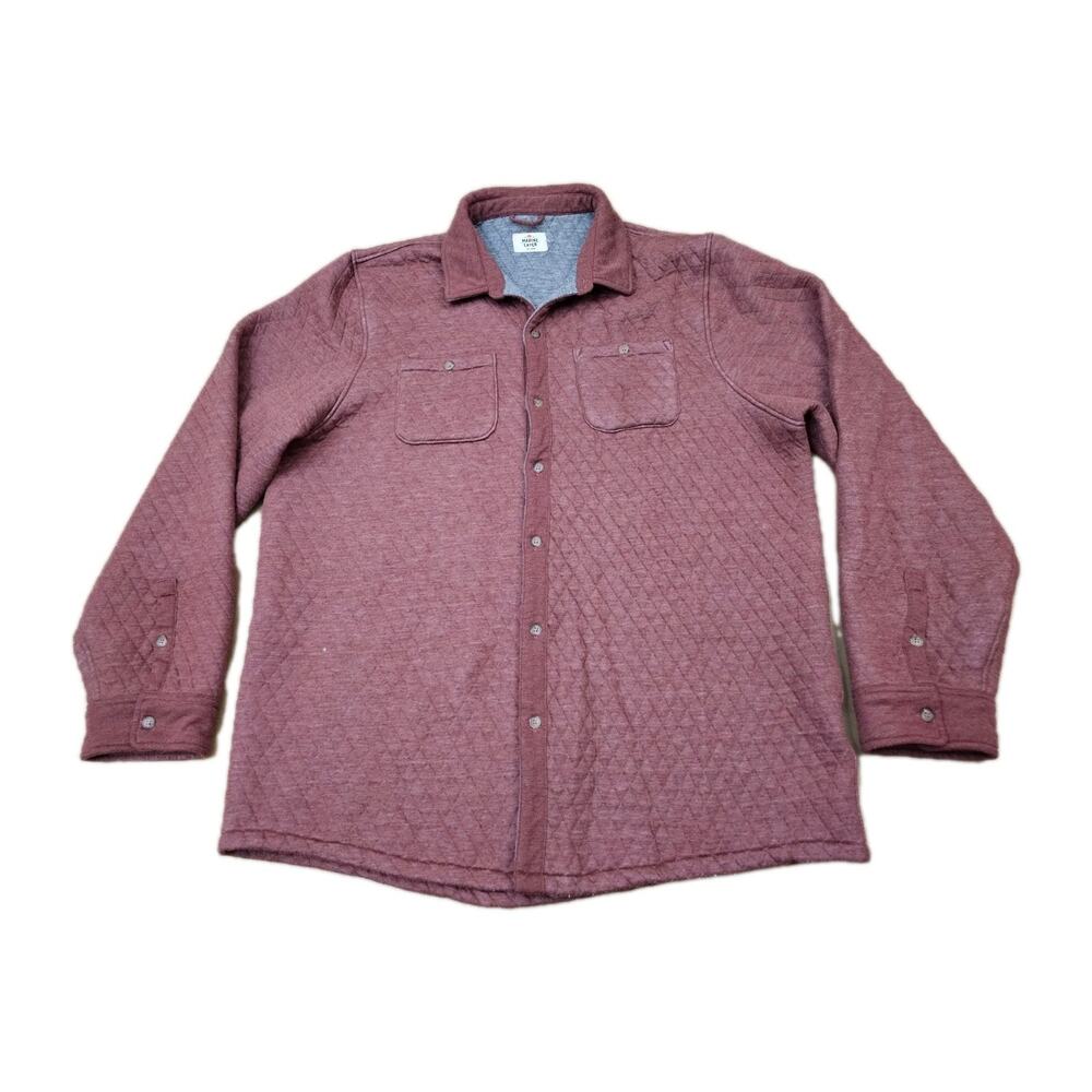 Marine Layer Corbet Quilted Overshirt Mens Size 2XL Red Heather Shirt Jacket